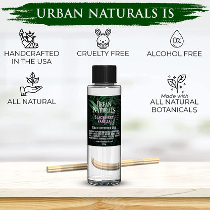 Urban Naturals Eucalyptus &amp; Sage Oil Reed Diffuser Refill | Eucalyptus, Sage, Mint, Lime and Cedarwood| Includes a Free Set of Reed Sticks! 4 oz