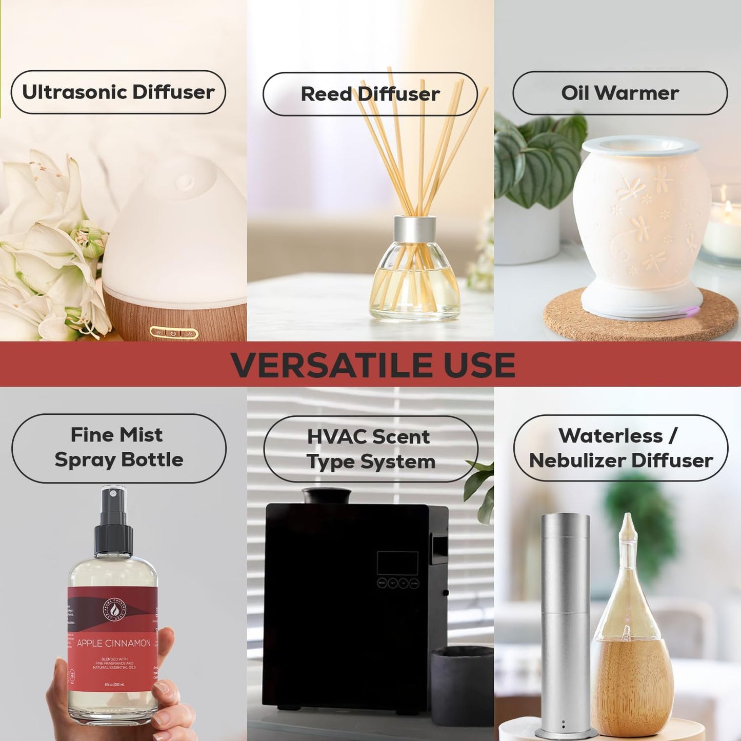 Aroma Country White Tea Diffuser Oil - Luxury Essential Oils for Diffuser Refill & Air Freshener Room Spray, Long-Lasting, Natural Home Fragrance and Hotel Scent for Diffusers & Machines - 8.5 Fl. oz
