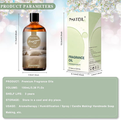 PHATOIL 3.38 FL.OZ Coconut & Vanilla Fragrance Oils for Aromatherapy, Essential Oils for Diffusers for Home, Perfect for Diffuser, Yoga, DIY Candle and Soap Making - 100ml
