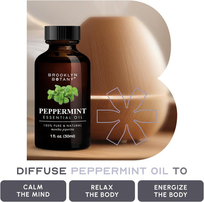 Brooklyn Botany Peppermint Essential Oil - 100% Pure and Natural - Premium Grade with Dropper - for Aromatherapy and Diffuser