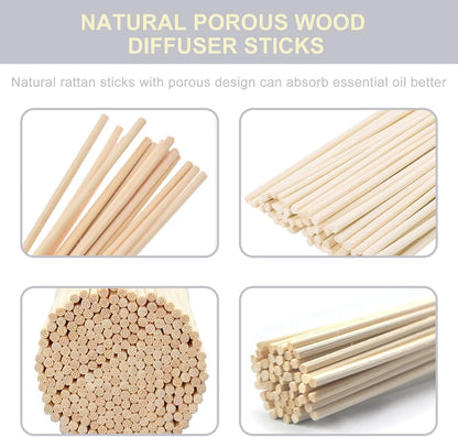 HOSSIAN 100PCS Reed Diffuser Sticks-Natural Rattan Wood Sticks Reed diffusers-Reed Sticks-Replacement for Aroma Fragrance reeds for Essential Oil Diffusers Refills