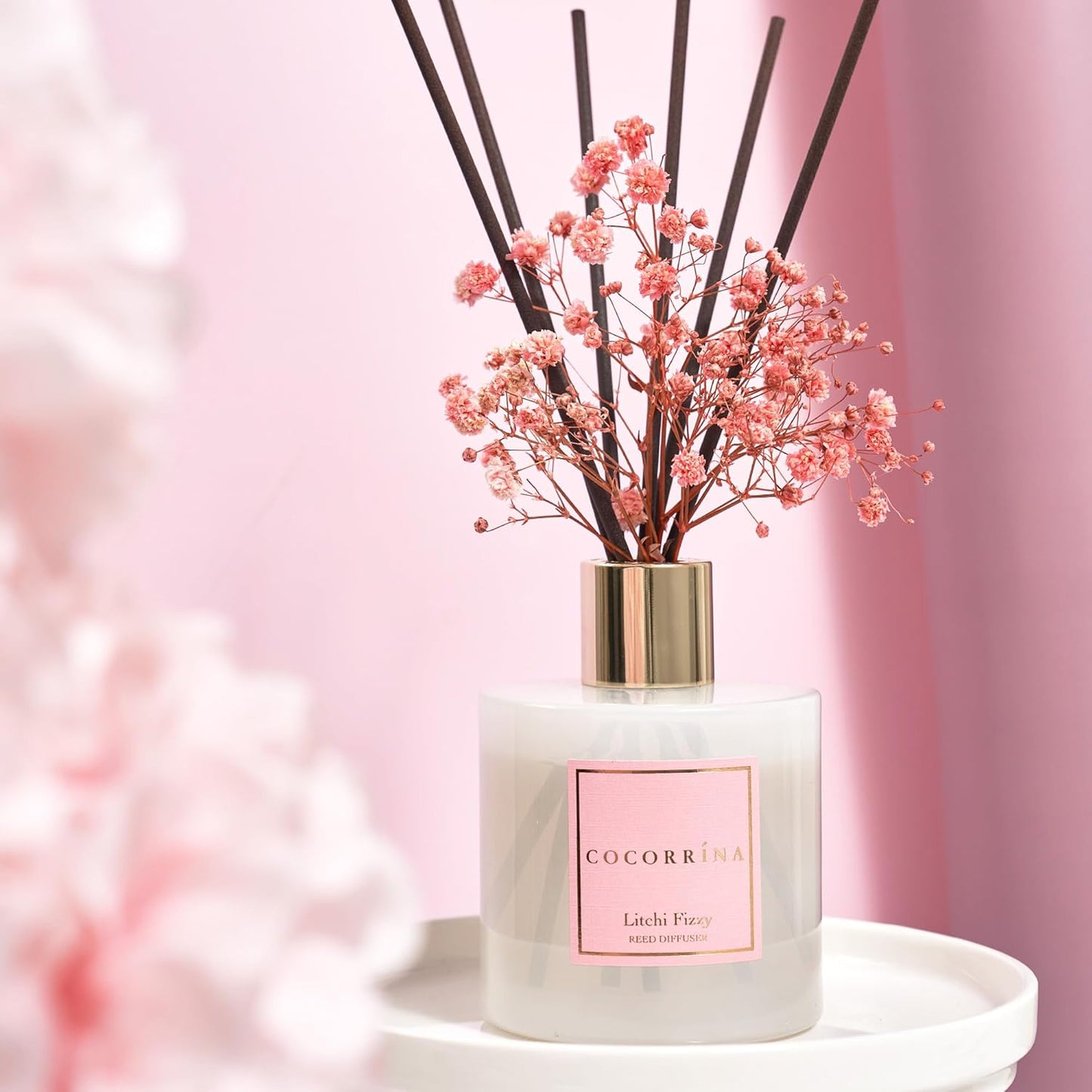 COCORRÍNA Reed Diffuser Set, Clean Linen Scented Diffuser with Sticks Home Fragrance Reed Diffuser for Bathroom Shelf Decor