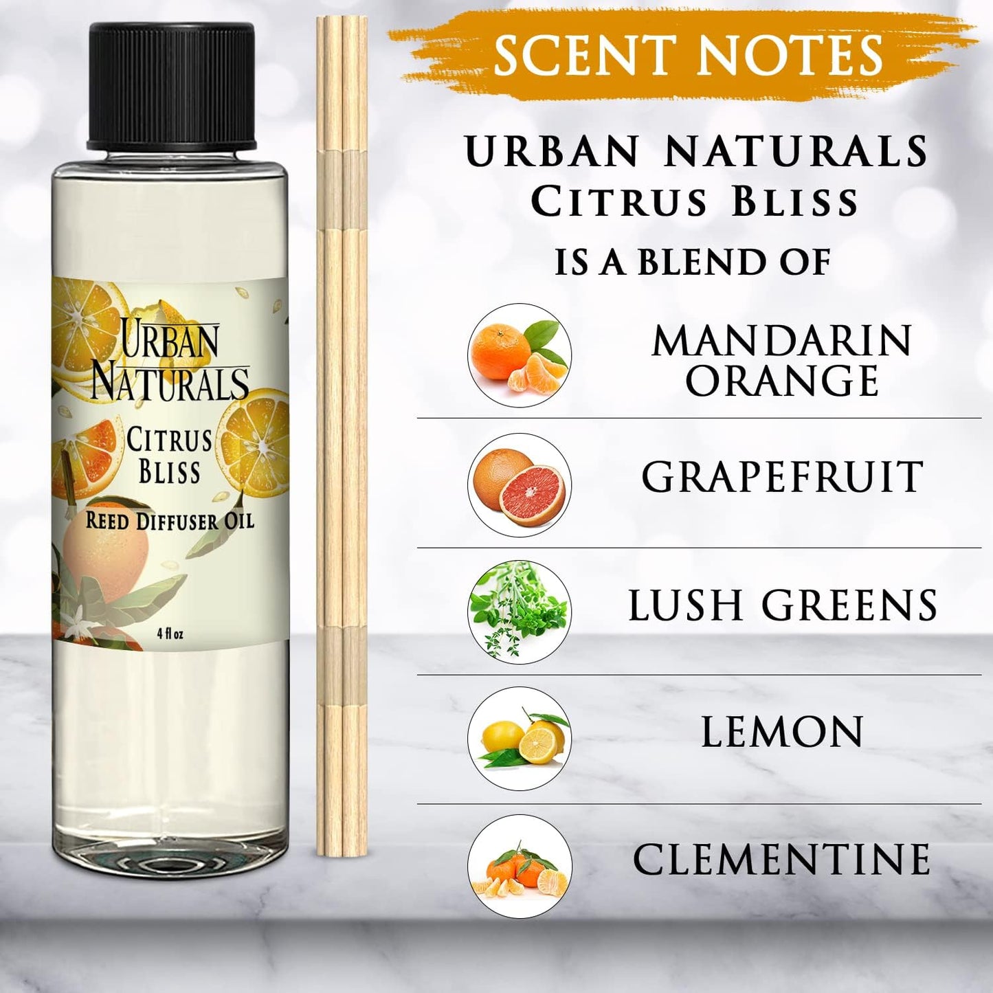 Urban Naturals Eucalyptus &amp; Sage Oil Reed Diffuser Refill | Eucalyptus, Sage, Mint, Lime and Cedarwood| Includes a Free Set of Reed Sticks! 4 oz