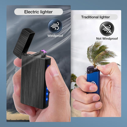 LcFun Electric USB Rechargeable Lighter, Windproof Plasma Dual Arc Lighter, Electronic Flameless Cool Lighters Gifts for Men Fathers Husband (Gold Dragon)
