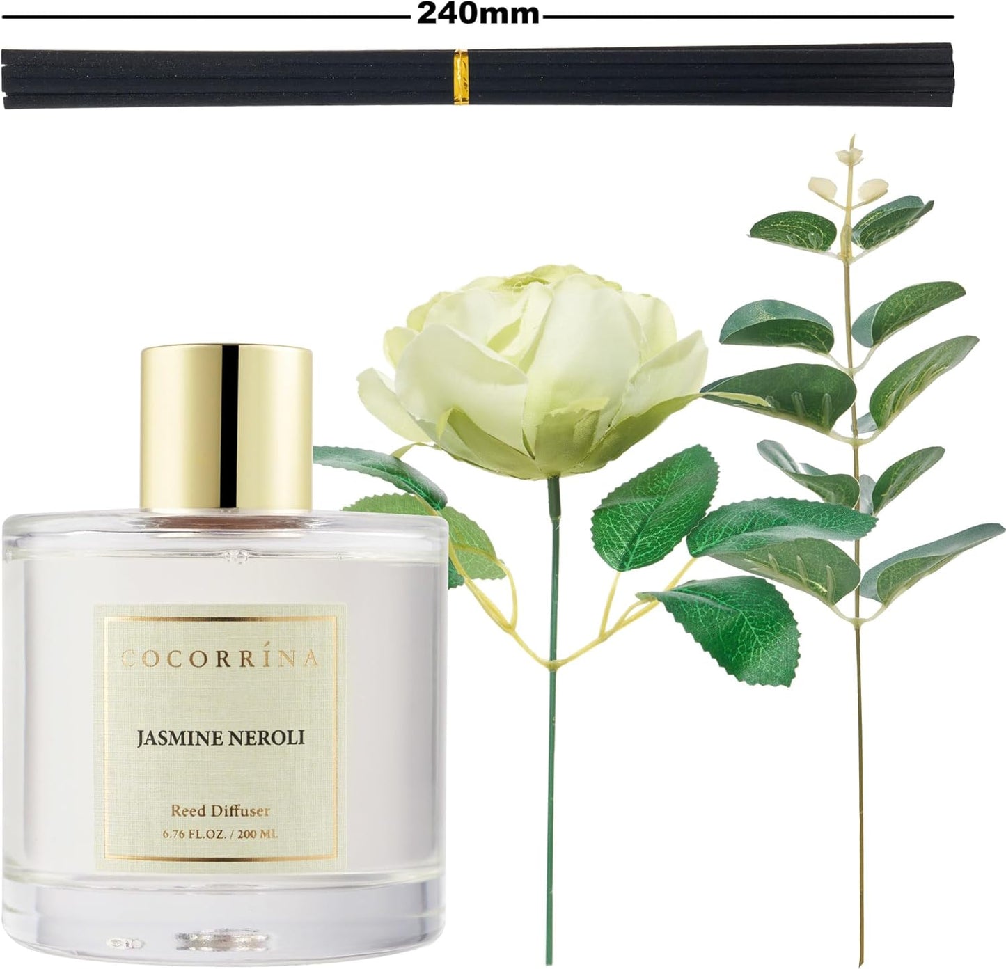 Cocorrína Clean Linen Scented Reed Diffuser Oil with 8 Sticks Fragrance for Bedroom, Bathroom, Oil Diffuser, Home Décor, 6.7 oz. (200 ml)