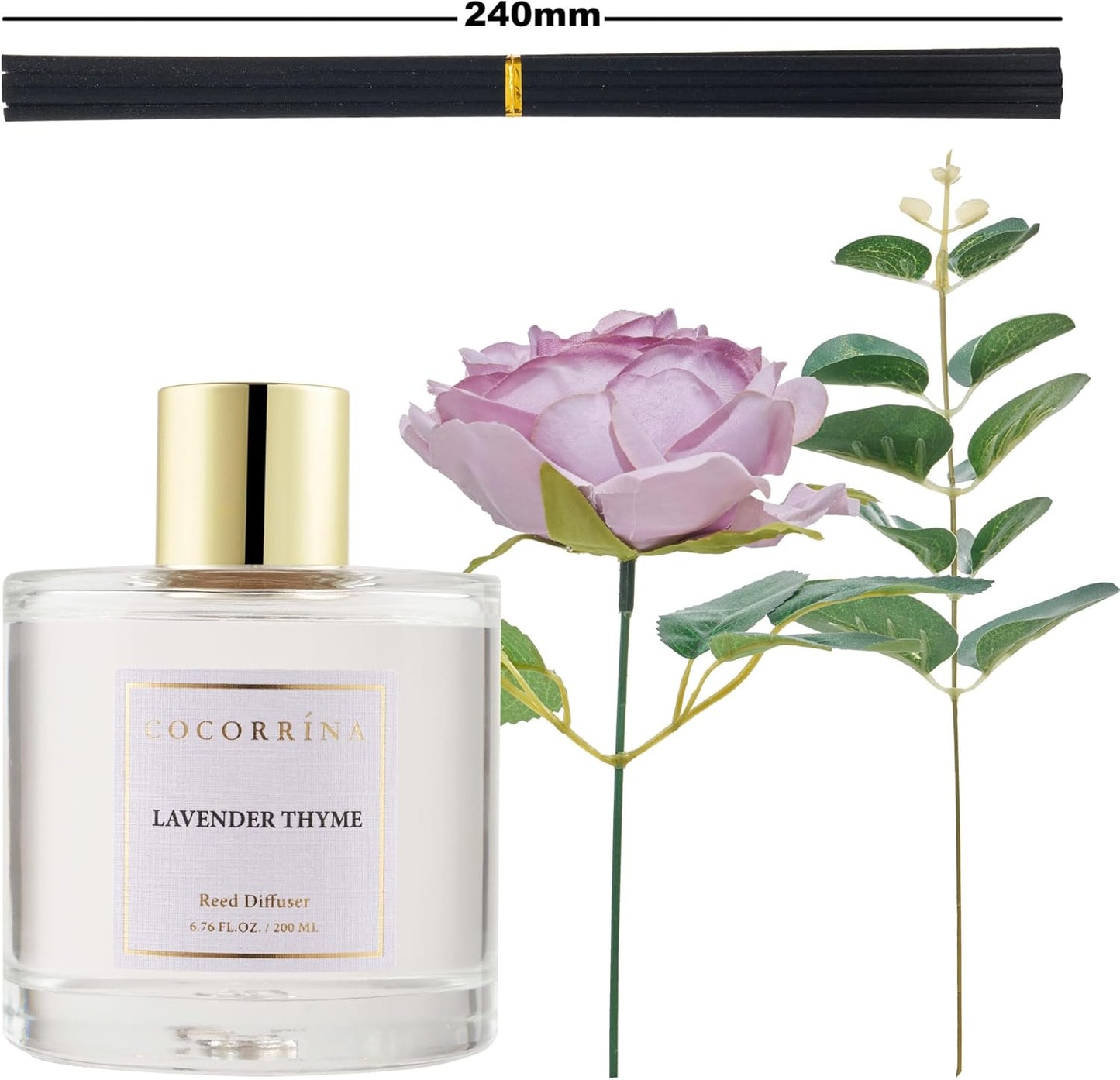 Cocorrína Clean Linen Scented Reed Diffuser Oil with 8 Sticks Fragrance for Bedroom, Bathroom, Oil Diffuser, Home Décor, 6.7 oz. (200 ml)
