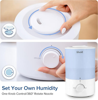 LEVOIT Humidifiers for Bedroom, Quiet (3L Water Tank) Cool Mist Top Fill Essential Oil Diffuser with 25Watt for Home Large Room, 360° Nozzle, Rapid Ultrasonic Humidification for Baby Nursery and Plant