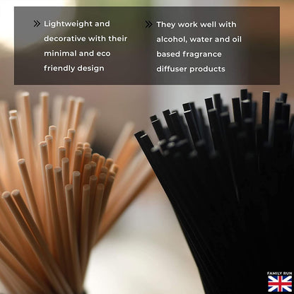 Ziffs Home® 120pcs Black Fibre Reed Diffuser Sticks - 20cm/7.87in x 4mm/0.16in - Thick Diffuser Reeds Sticks - Diffuser Sticks for Diffuser Oils Fragrance Refill - Fibre Reeds for Diffusers