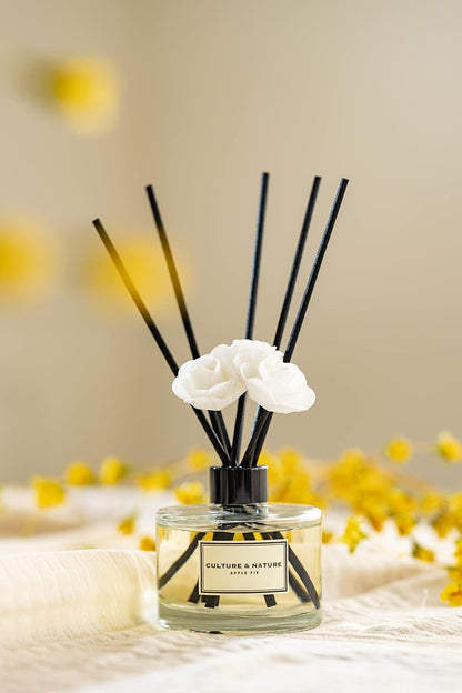 CULTURE & NATURE Reed Diffuser Set 6.7oz (200ml) Clean Cotton Scented Diffuser with Sticks Home Fragrance Reed Diffuser for Bathroom Shelf Decor