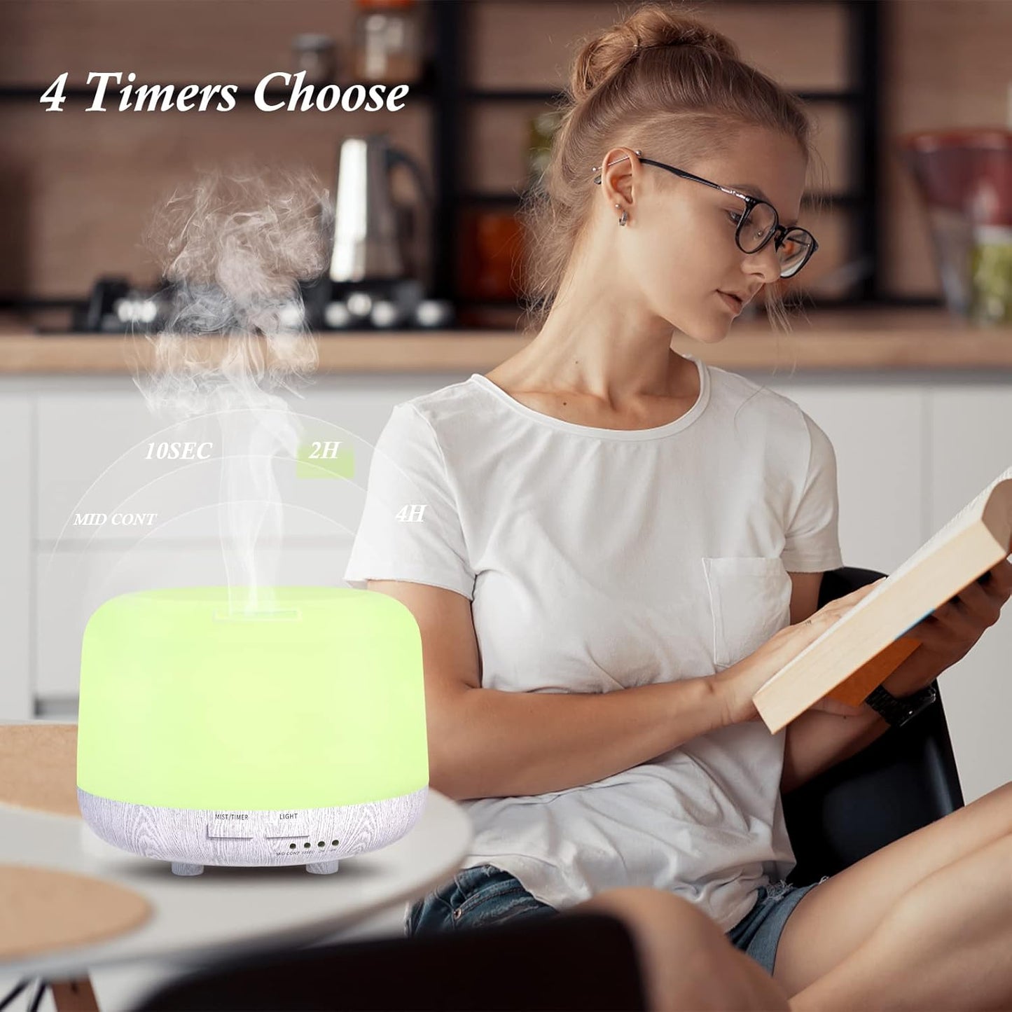 SPLITSKY Aromatherapy Essential Oil Home Diffuser with Remote Control, 300ML Large Room Cool Mist Air Humidifier, 8 Hours Quiet Operation, Timer, 7 Colors LED Night Night，Suitable Home,Yoga.