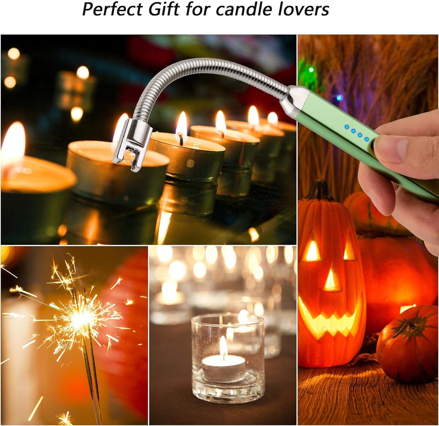 MEIRUBY Electric Candle Lighter - Stocking Stuffers for Adults Women Men Wife Nana, USB Arc Rechargeable Windproof Long Lighter for Candle, Birthday for Women Men Mom Wife Sister Nana