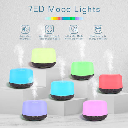 SPLITSKY Aromatherapy Essential Oil Home Diffuser with Remote Control, 300ML Large Room Cool Mist Air Humidifier, 8 Hours Quiet Operation, Timer, 7 Colors LED Night Night，Suitable Home,Yoga.
