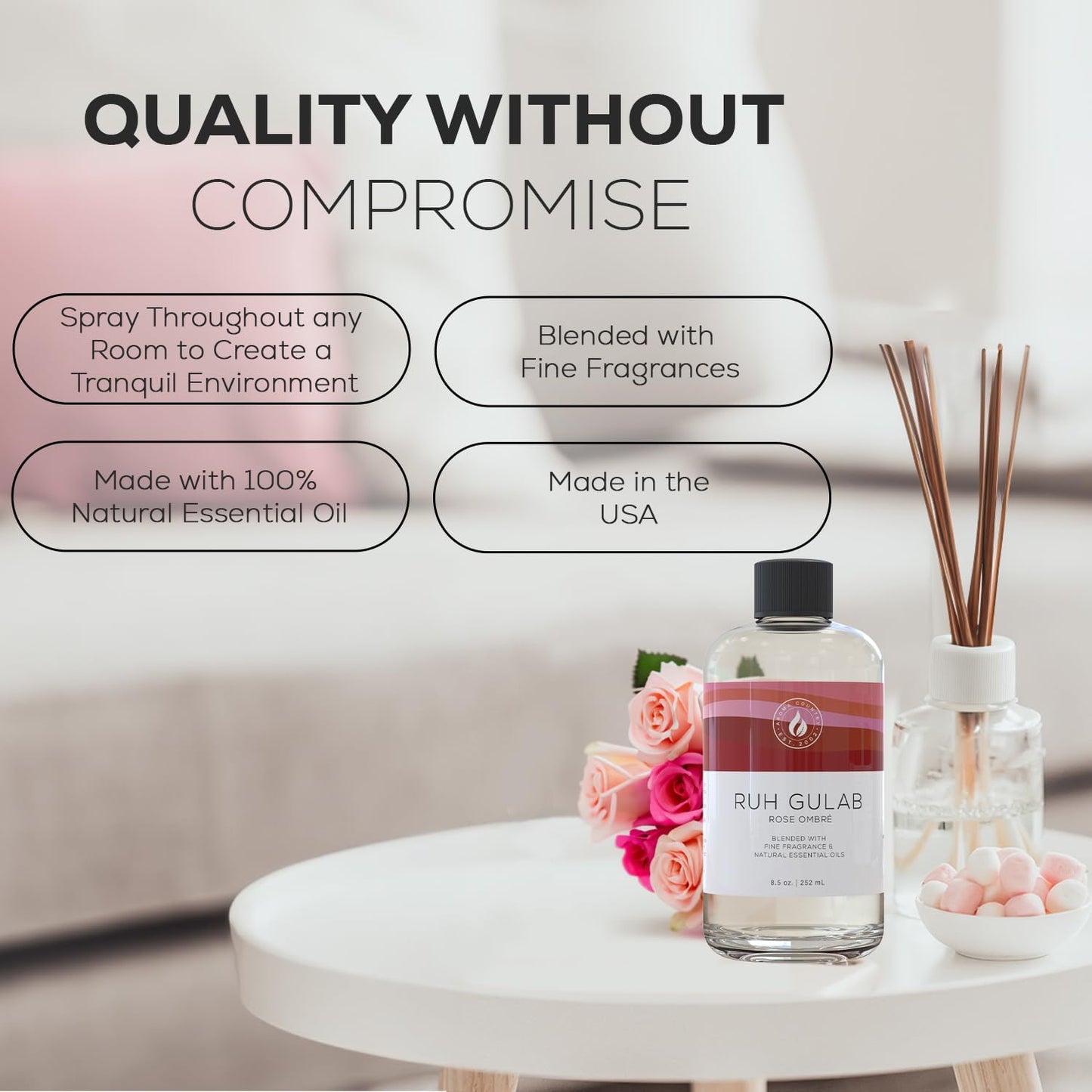 Aroma Country White Tea Diffuser Oil - Luxury Essential Oils for Diffuser Refill & Air Freshener Room Spray, Long-Lasting, Natural Home Fragrance and Hotel Scent for Diffusers & Machines - 8.5 Fl. oz