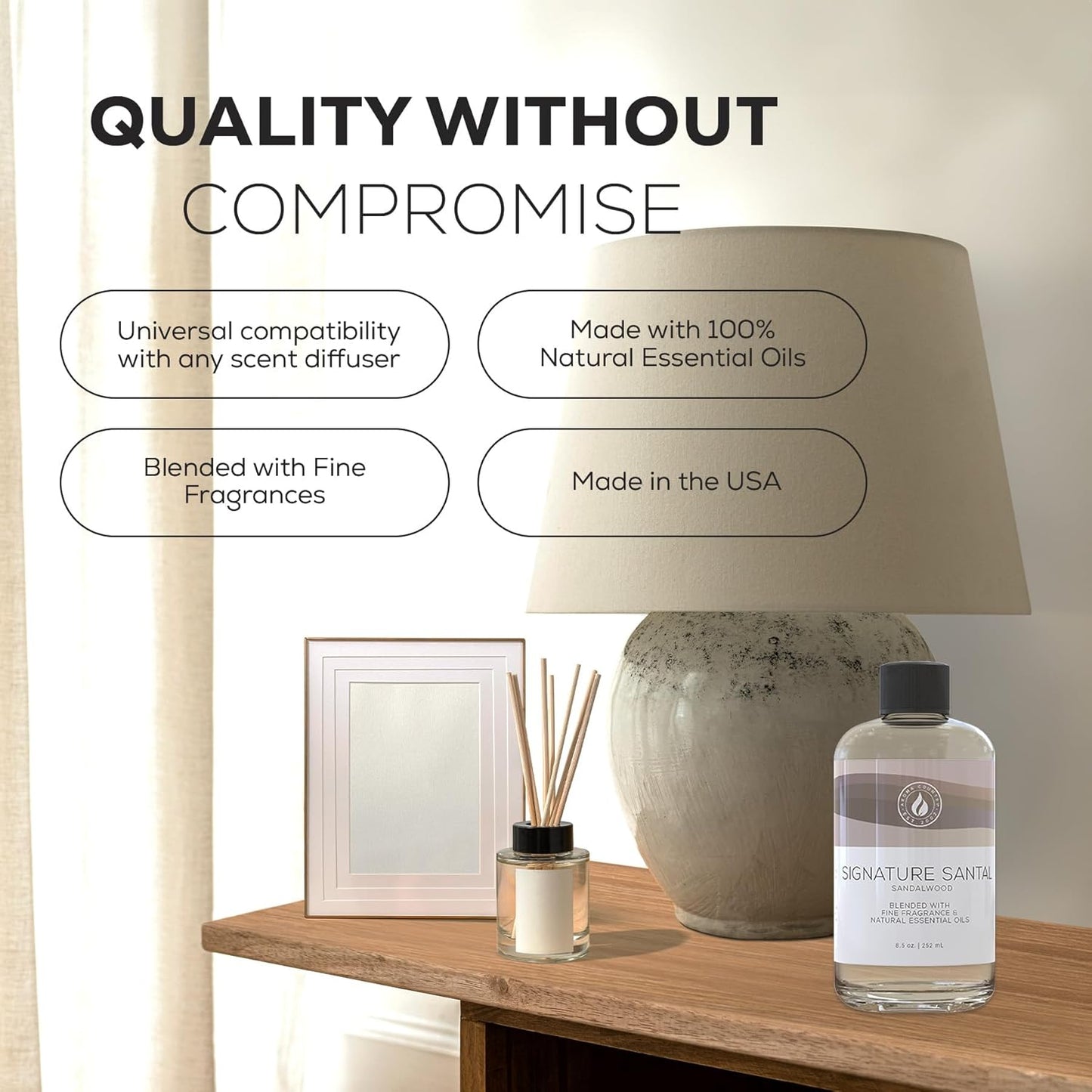 Aroma Country White Tea Diffuser Oil - Luxury Essential Oils for Diffuser Refill & Air Freshener Room Spray, Long-Lasting, Natural Home Fragrance and Hotel Scent for Diffusers & Machines - 8.5 Fl. oz