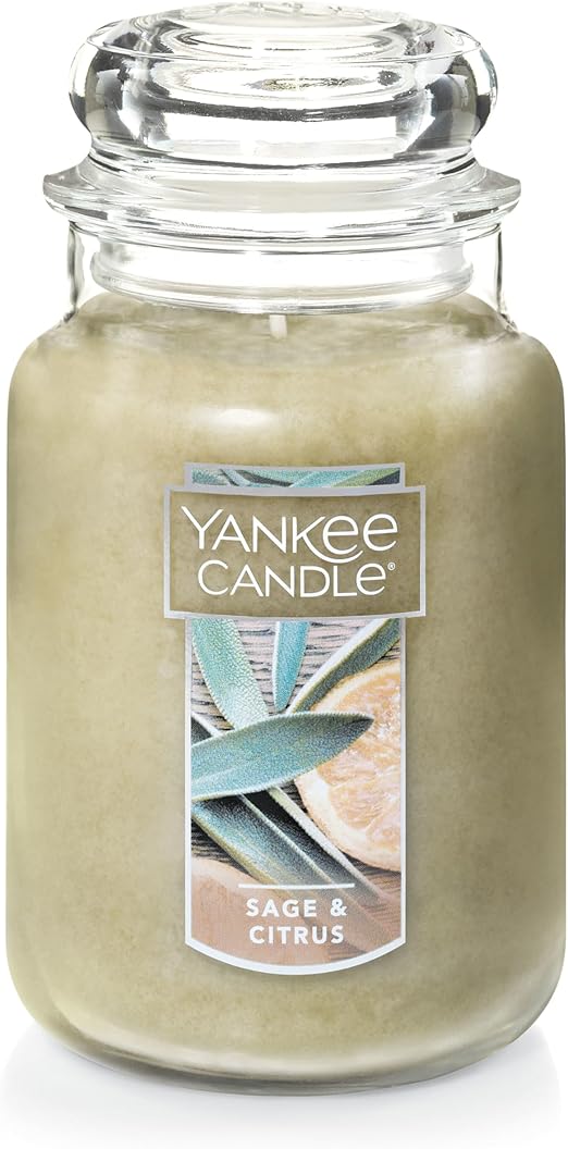 Yankee Candle | Sage & Citrus Scented, Classic 22oz Large Jar Single Wick Aromatherapy Candle, Over 110 Hours of Burn Time