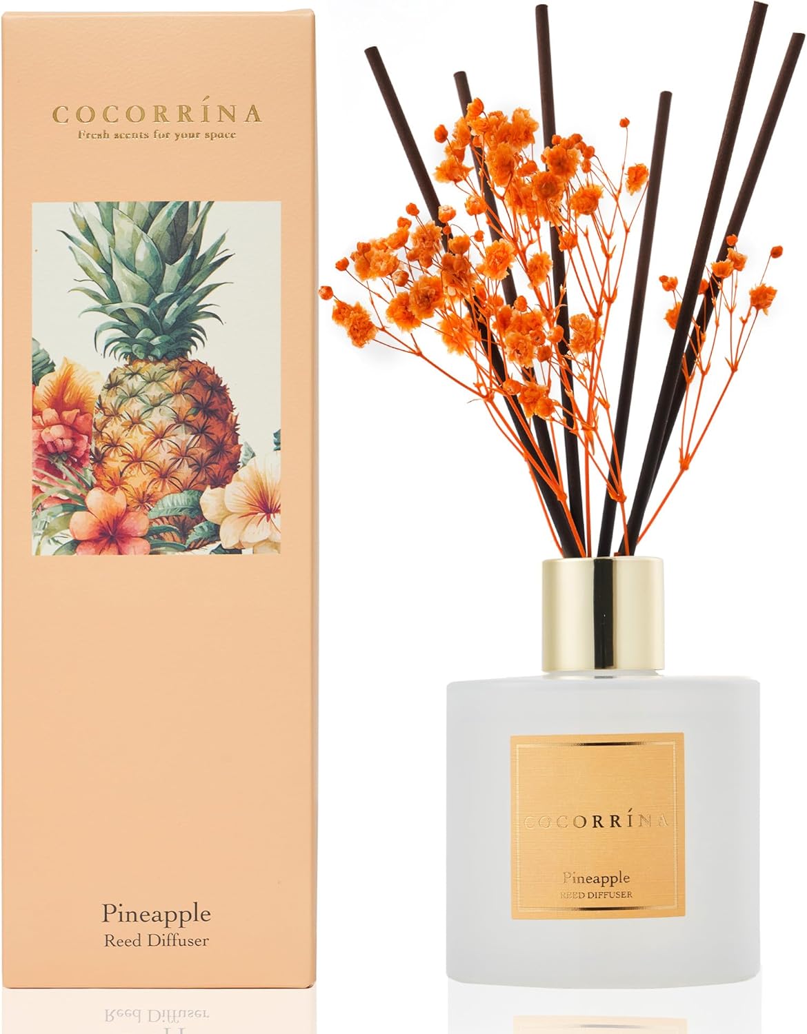 COCORRÍNA Reed Diffuser Set, Clean Linen Scented Diffuser with Sticks Home Fragrance Reed Diffuser for Bathroom Shelf Decor