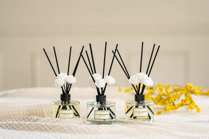 CULTURE & NATURE Reed Diffuser Set 6.7oz (200ml) Clean Cotton Scented Diffuser with Sticks Home Fragrance Reed Diffuser for Bathroom Shelf Decor