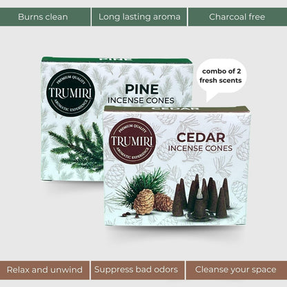 Incense Cones Combo Pack - 10 Cedar   10 Pine Scented Cones