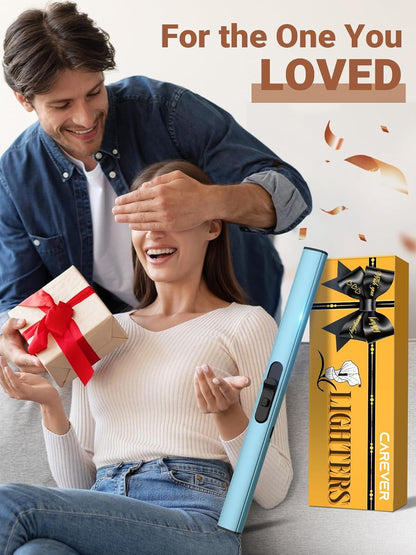 Candle Lighter Stocking Stuffers for Women Men, Electric Candle Lighter USB Rechargeable Graduation Gifts for Him Wife Grandma Girlfriend Safety Lock Long Lighters for Grill Home Kitchen BBQ Camping