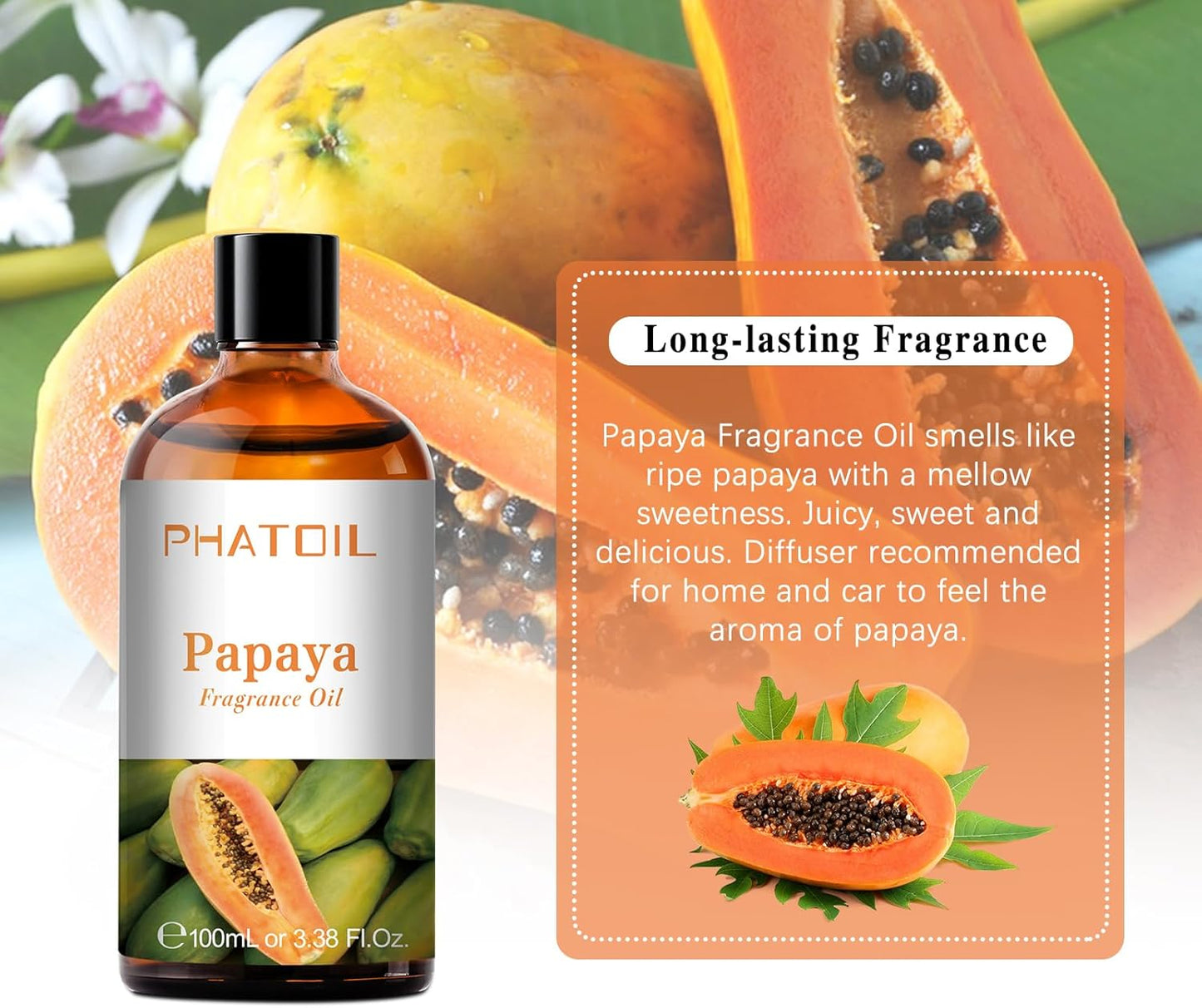 PHATOIL 3.38 FL.OZ Coconut & Vanilla Fragrance Oils for Aromatherapy, Essential Oils for Diffusers for Home, Perfect for Diffuser, Yoga, DIY Candle and Soap Making - 100ml