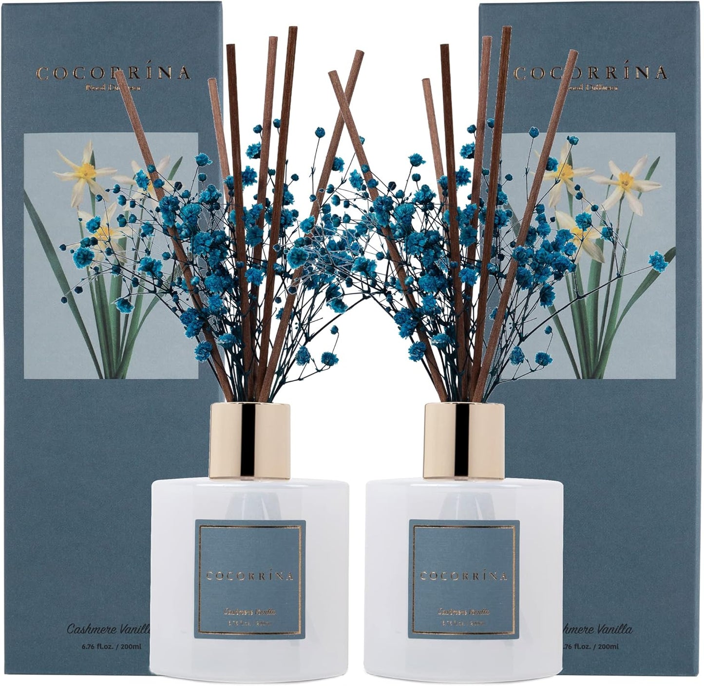 COCORRÍNA Reed Diffuser Set, 6.7 oz Clean Linen Scented Diffuser with Sticks Home Fragrance Reed Diffuser for Bathroom Shelf Decor