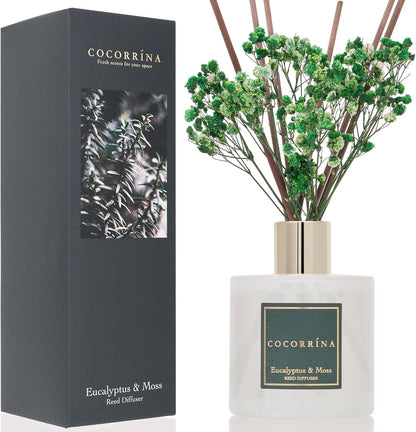 COCORRÍNA Reed Diffuser Set, Clean Linen Scented Diffuser with Sticks Home Fragrance Reed Diffuser for Bathroom Shelf Decor