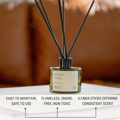 Craft & Kin Reed Diffuser Set Santal Woods, Reed Diffusers for Home, Fragrance Diffuser Sticks, Oil Diffuser Sticks, Oil Diffuser with Sticks, Reed Diffuser for Men | Christmas Reed Diffuser