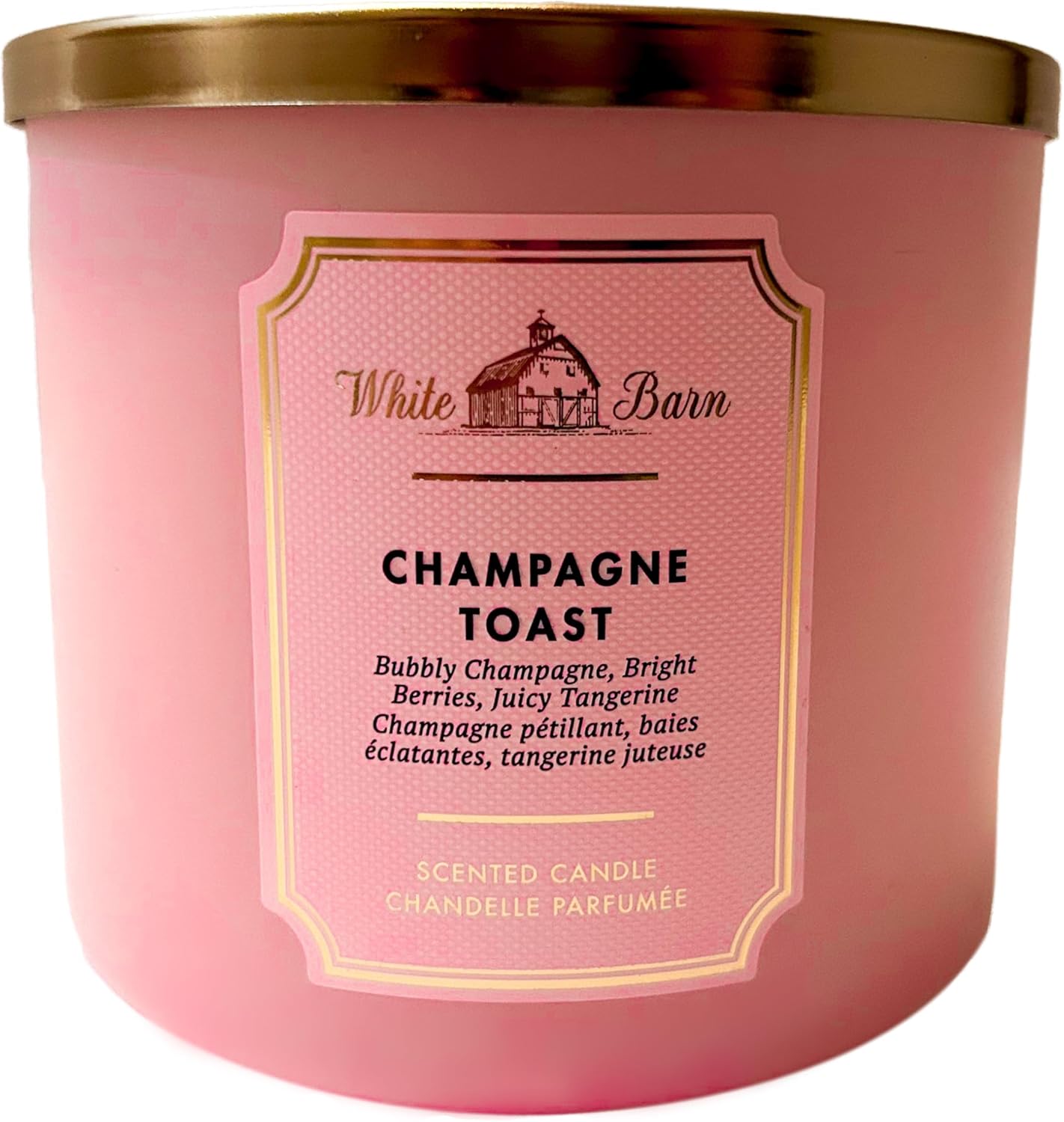 Bath and Body Works White Barn Champagne Toast 3 Wick Candle 14.5 Ounce Basic White Barn Label, Scented