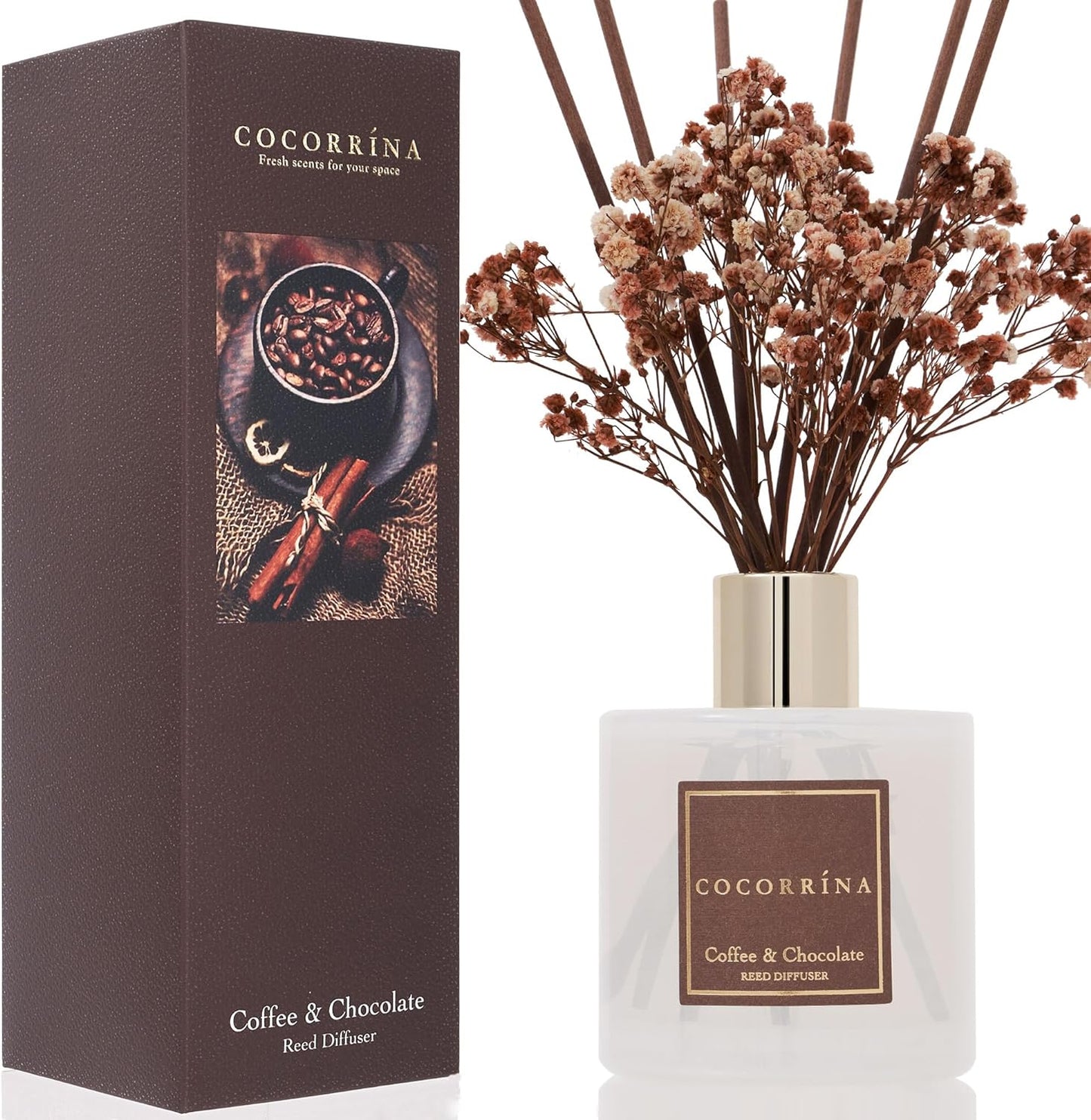 COCORRÍNA Reed Diffuser Set, 6.7 oz Clean Linen Scented Diffuser with Sticks Home Fragrance Reed Diffuser for Bathroom Shelf Decor