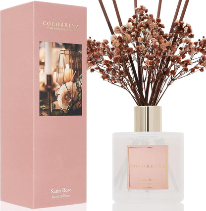 Cocorrína Clean Linen Scented Reed Diffuser Oil with 8 Sticks Fragrance for Bedroom, Bathroom, Oil Diffuser, Home Décor, 6.7 oz. (200 ml)