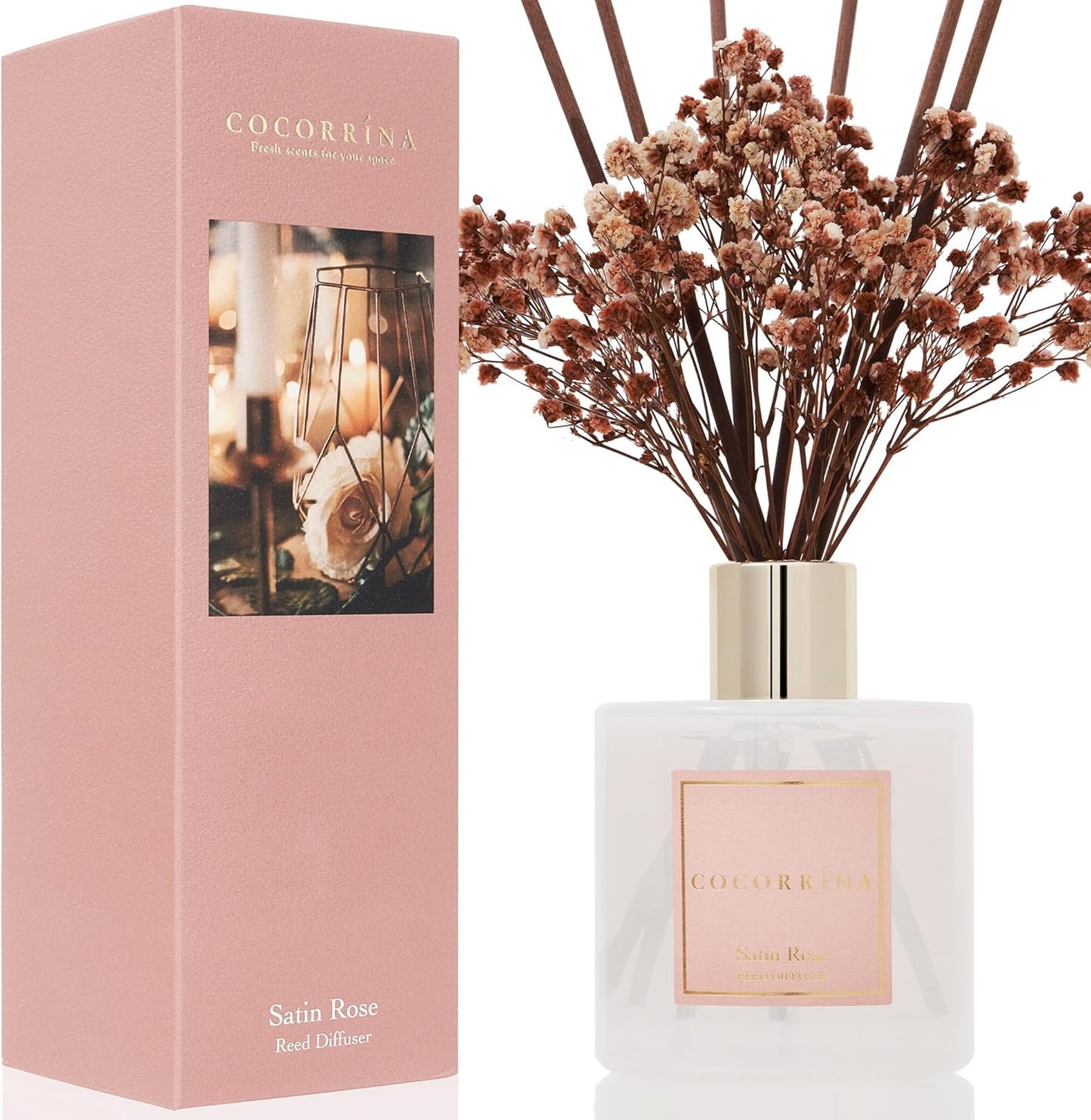 COCORRÍNA Reed Diffuser Set, Clean Linen Scented Diffuser with Sticks Home Fragrance Reed Diffuser for Bathroom Shelf Decor