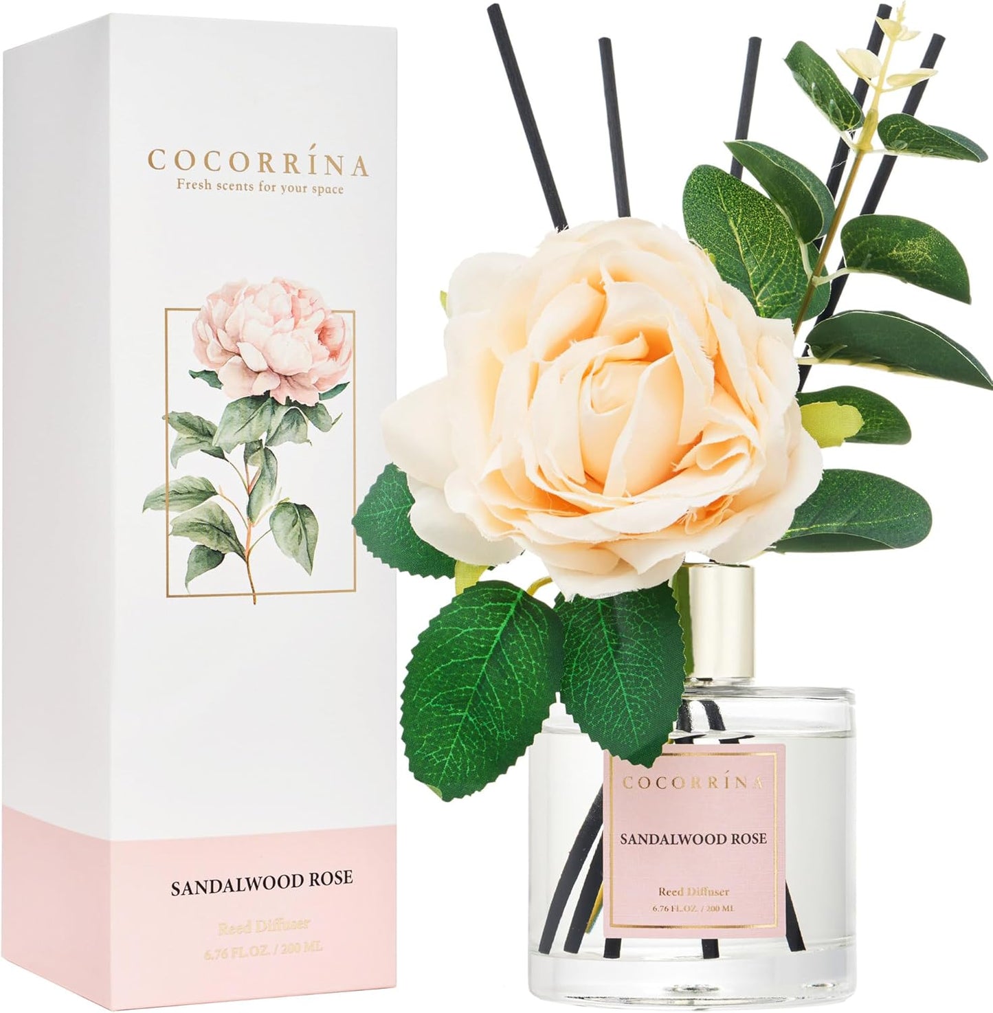 COCORRÍNA Reed Diffuser Set, Clean Linen Scented Diffuser with Sticks Home Fragrance Reed Diffuser for Bathroom Shelf Decor