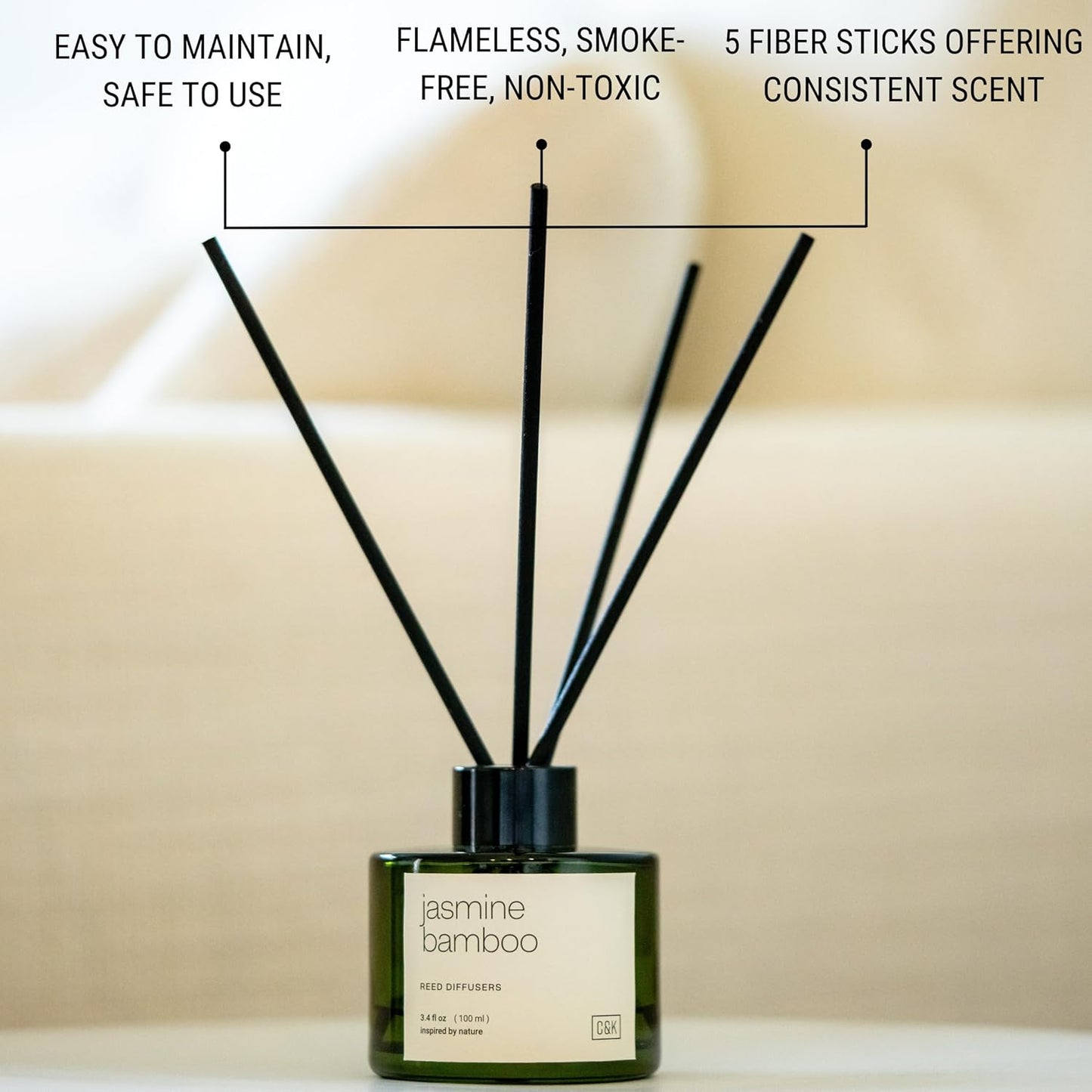 Craft & Kin Reed Diffuser Set Santal Woods, Reed Diffusers for Home, Fragrance Diffuser Sticks, Oil Diffuser Sticks, Oil Diffuser with Sticks, Reed Diffuser for Men | Christmas Reed Diffuser