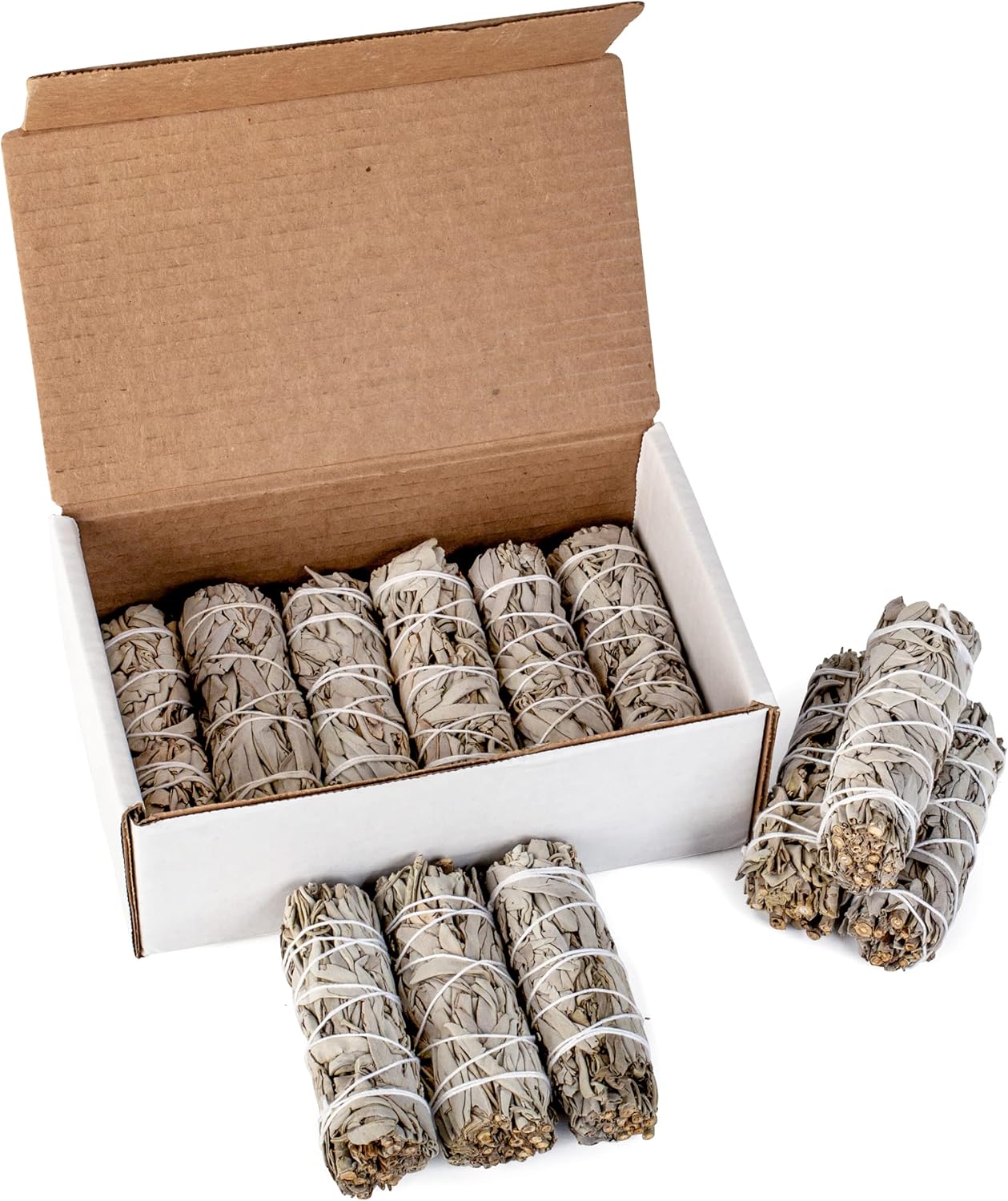 Handcrafted 4 Inch White Sage Sticks - Fresh, Natural California Sage Smudge Sticks with Instructions & Blessings - Wand Sage for Cleansing House Negative Energy &amp; Other Smudging Rituals