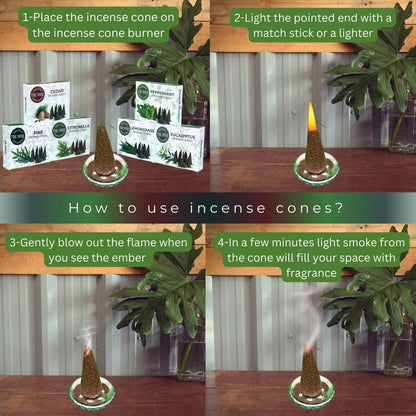 Trumiri Woody Incense Cones - Variety Pack - Total 60 Cone Incense (6 Scents x 10 Conos) - White Sage, Palo Santo, Dragons Blood, Sandalwood - Inscents-Cones Scented - Insense Cones - Incent Cone