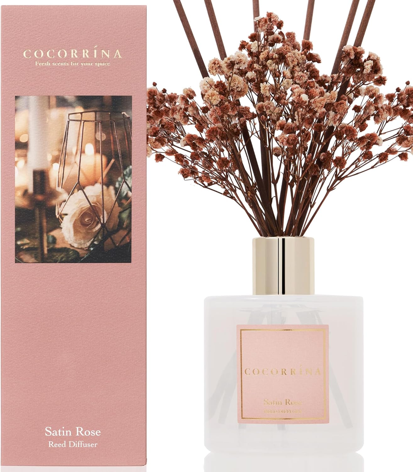 COCORRÍNA Reed Diffuser Set, Clean Linen Scented Diffuser with Sticks Home Fragrance Reed Diffuser for Bathroom Shelf Decor