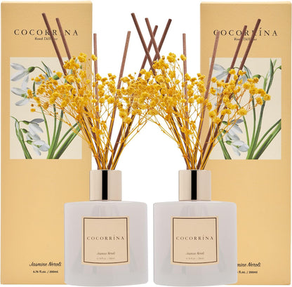 COCORRÍNA Reed Diffuser Set, Clean Linen Scented Diffuser with Sticks Home Fragrance Reed Diffuser for Bathroom Shelf Decor
