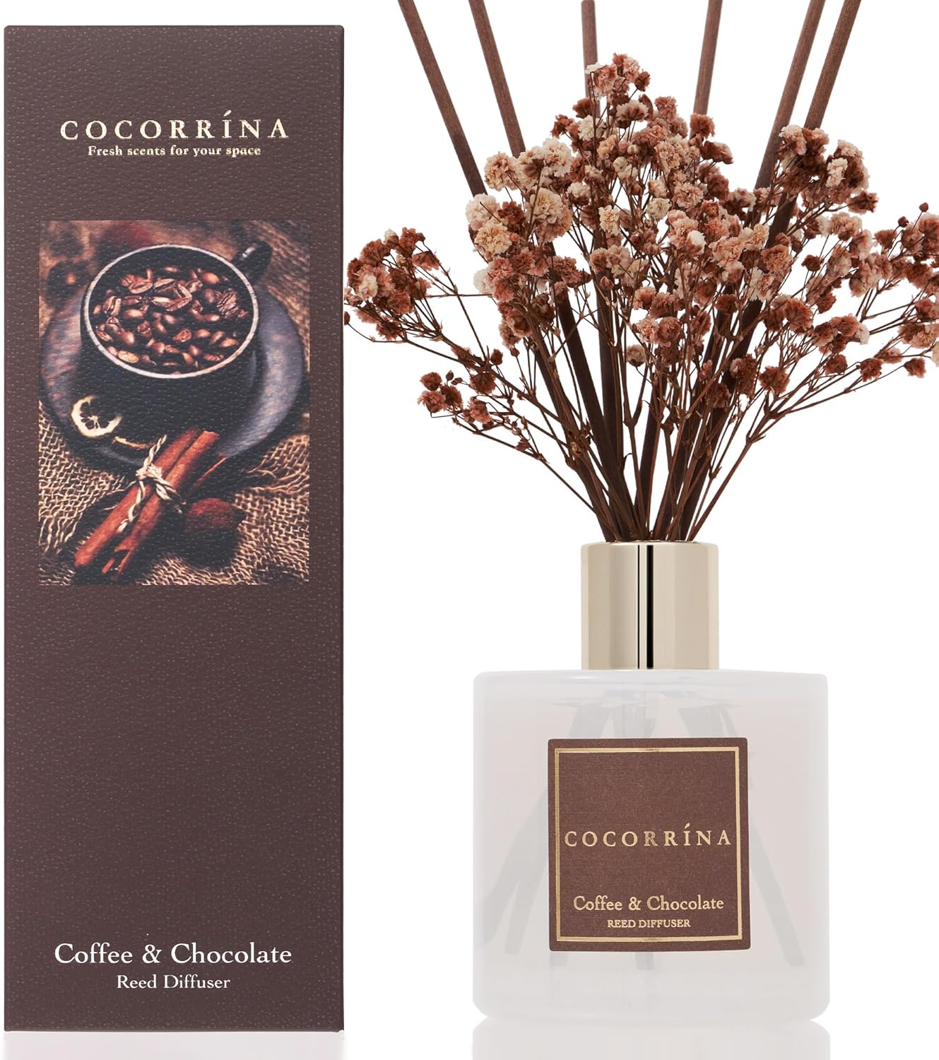 COCORRÍNA Reed Diffuser Set, Clean Linen Scented Diffuser with Sticks Home Fragrance Reed Diffuser for Bathroom Shelf Decor