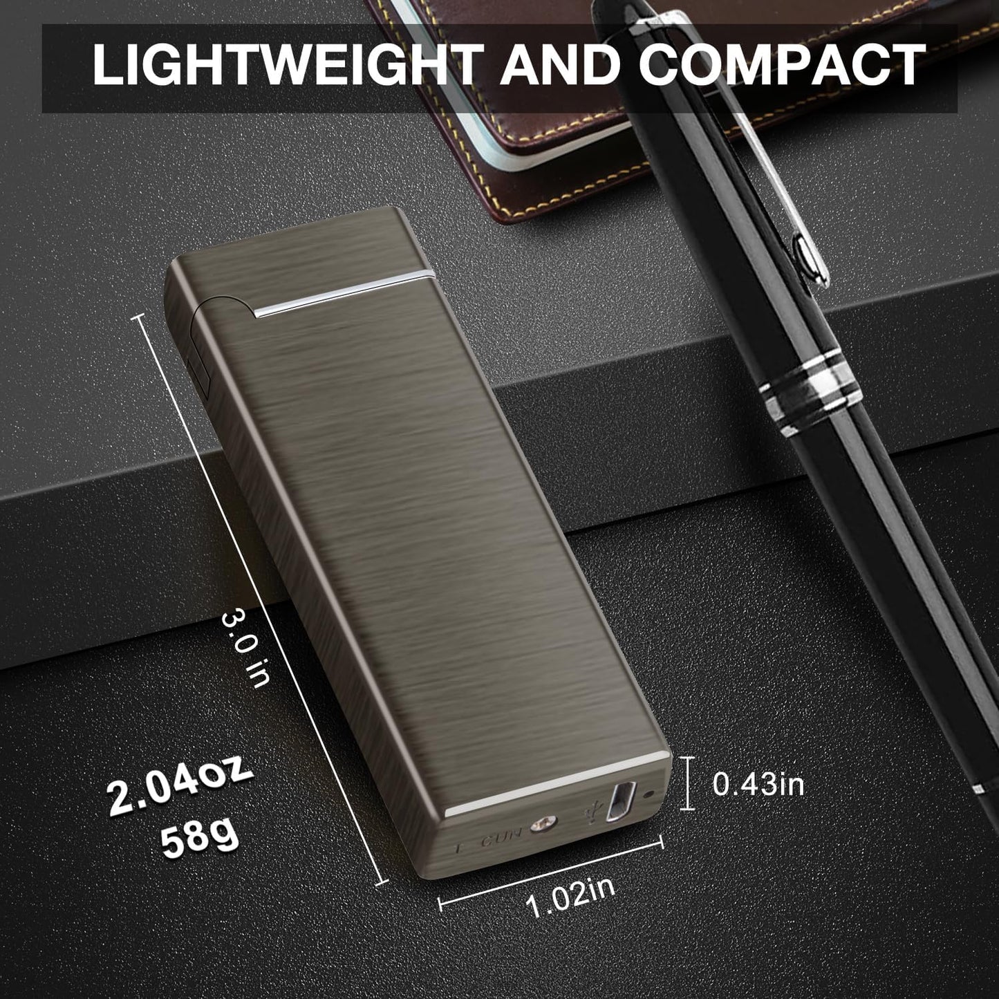 LcFun Electric USB Rechargeable Lighter, Windproof Plasma Dual Arc Lighter with LED Battery Indication, Electronic Flameless Cool Lighters Gifts for Men Fathers Husband (Black Dragon)