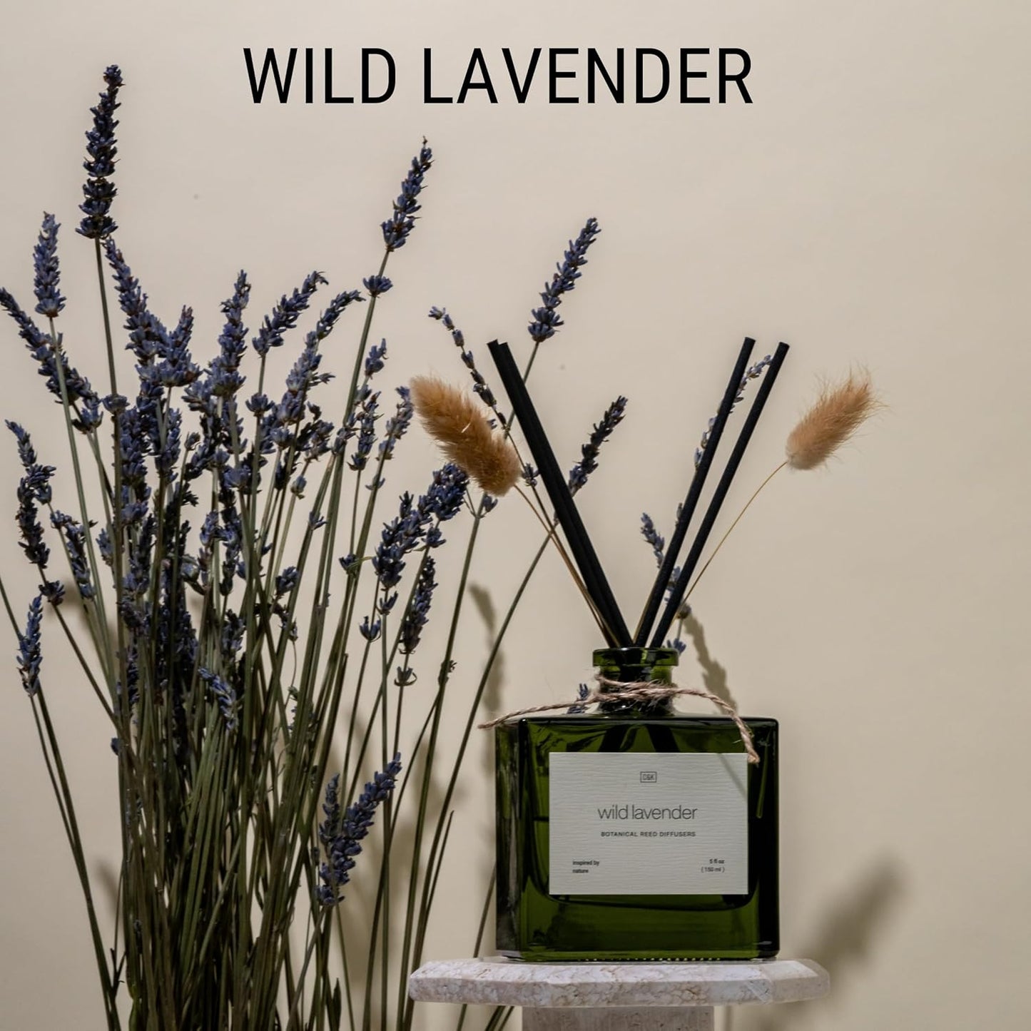 Craft & Kin Reed Diffuser Set with Dried Flowers, 5 oz Santal Woods Scented Reed Diffuser with Sticks