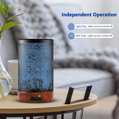 EQUSUPRO Essential Oil Diffuser 150ml Metal Aromatherapy Oil Diffuser Ultrasonic Cool Mist Diffuser with Auto Shut-Off Protection,7 Colors Changed LED for Home Office SPA Yoga