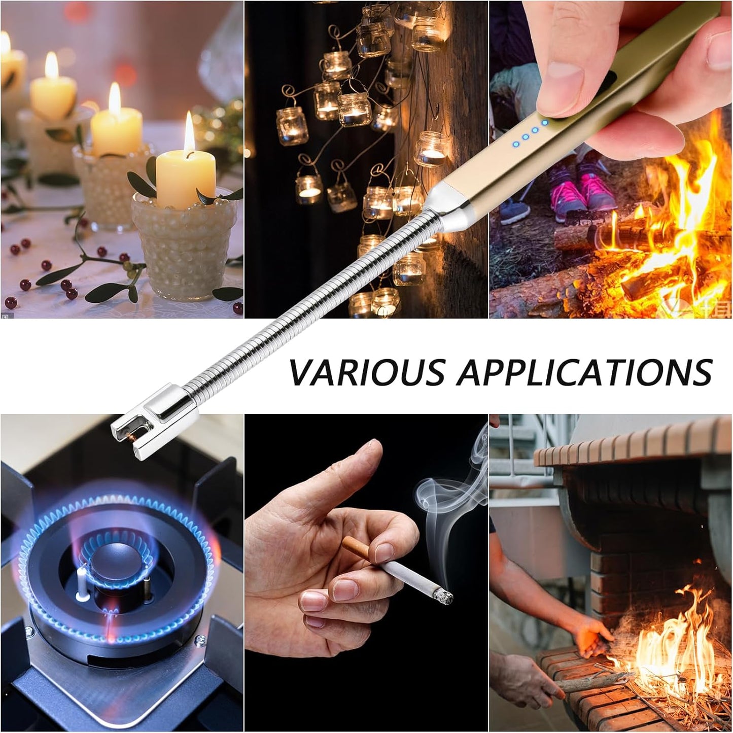 MEIRUBY Electric Candle Lighter - Stocking Stuffers for Adults Women Men Wife Nana, USB Arc Rechargeable Windproof Long Lighter for Candle, Birthday for Women Men Mom Wife Sister Nana