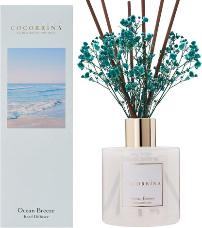 COCORRÍNA Reed Diffuser Set, Clean Linen Scented Diffuser with Sticks Home Fragrance Reed Diffuser for Bathroom Shelf Decor
