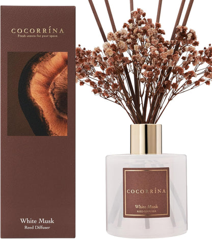 COCORRÍNA Reed Diffuser Set, Clean Linen Scented Diffuser with Sticks Home Fragrance Reed Diffuser for Bathroom Shelf Decor