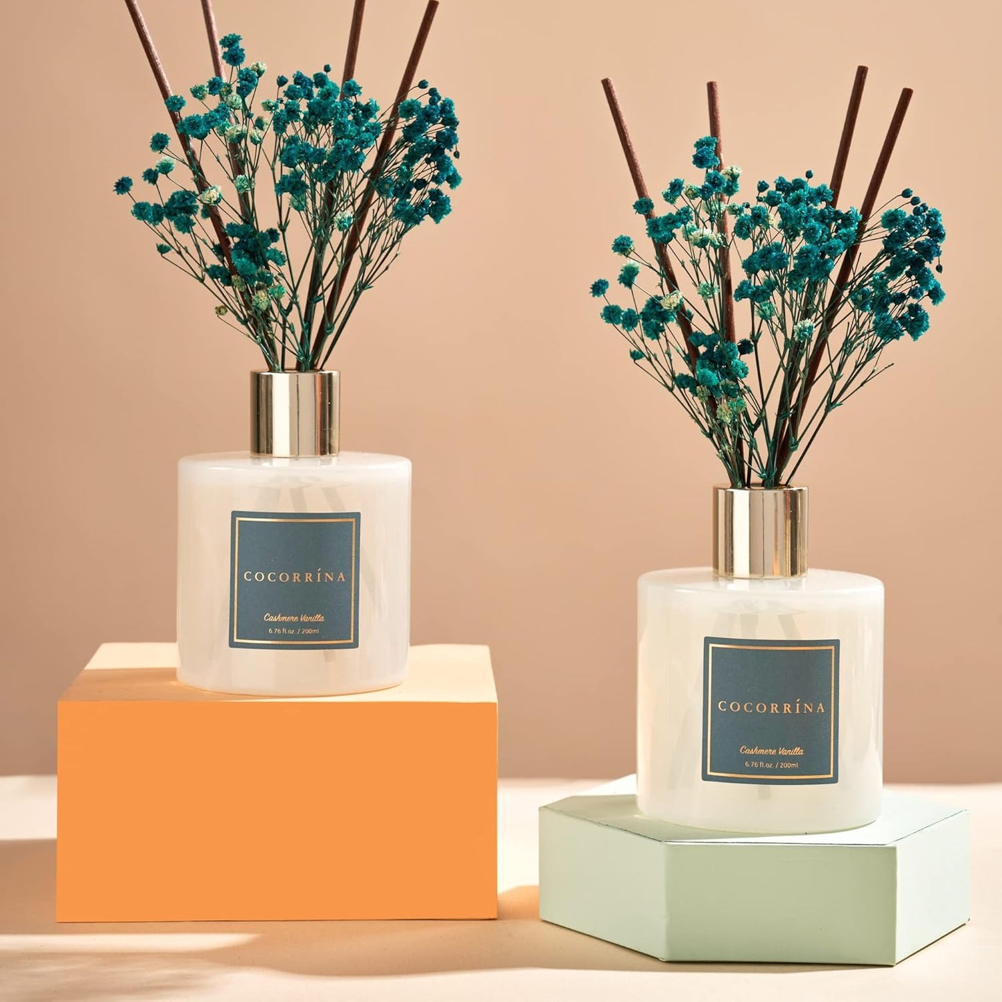 COCORRÍNA Reed Diffuser Set, Clean Linen Scented Diffuser with Sticks Home Fragrance Reed Diffuser for Bathroom Shelf Decor