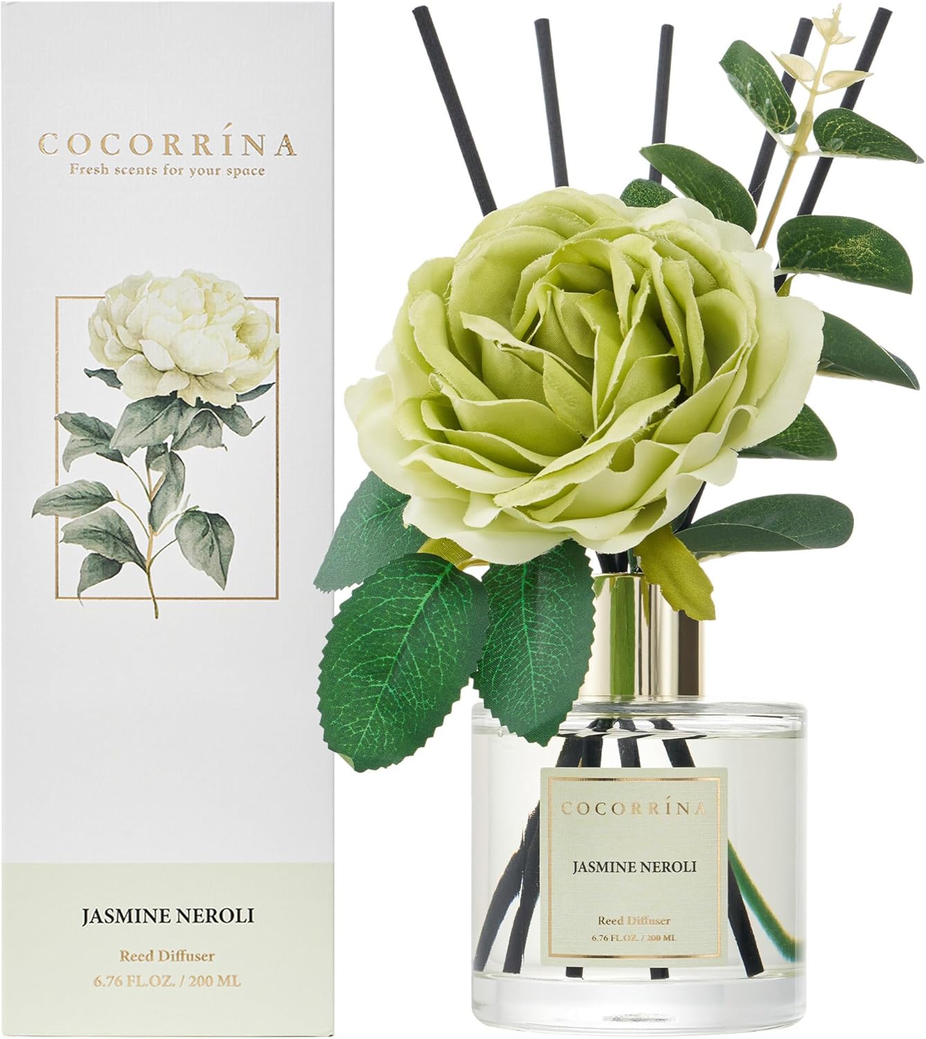 COCORRÍNA Reed Diffuser Set, Clean Linen Scented Diffuser with Sticks Home Fragrance Reed Diffuser for Bathroom Shelf Decor