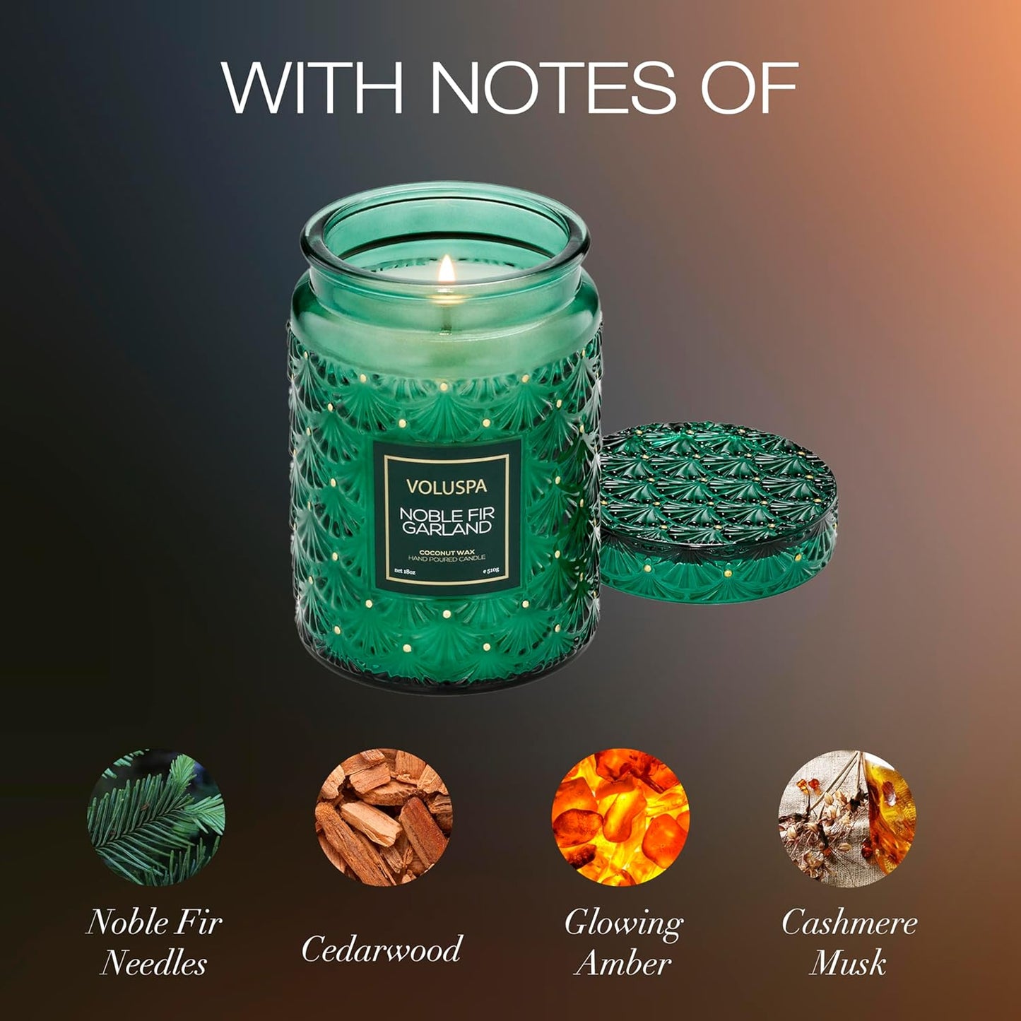 Voluspa Goji Tarocco Orange, Large Candle Jar, 18 oz, 100 Hour Burn Time, All Natural Wicks and Coconut Wax for Clean Burning, Vegan, Poured in the USA