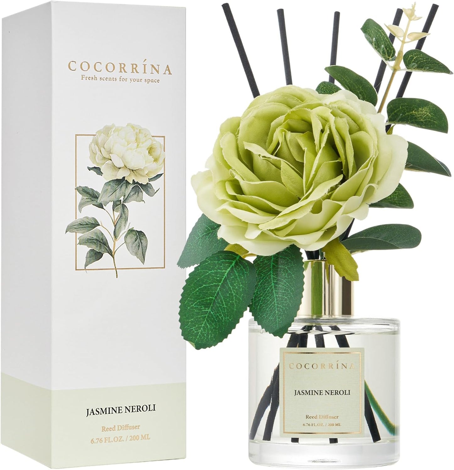 COCORRÍNA Reed Diffuser Set, Clean Linen Scented Diffuser with Sticks Home Fragrance Reed Diffuser for Bathroom Shelf Decor
