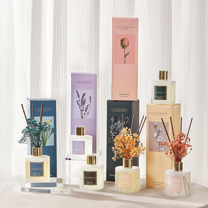 COCORRÍNA Reed Diffuser Set, Clean Linen Scented Diffuser with Sticks Home Fragrance Reed Diffuser for Bathroom Shelf Decor