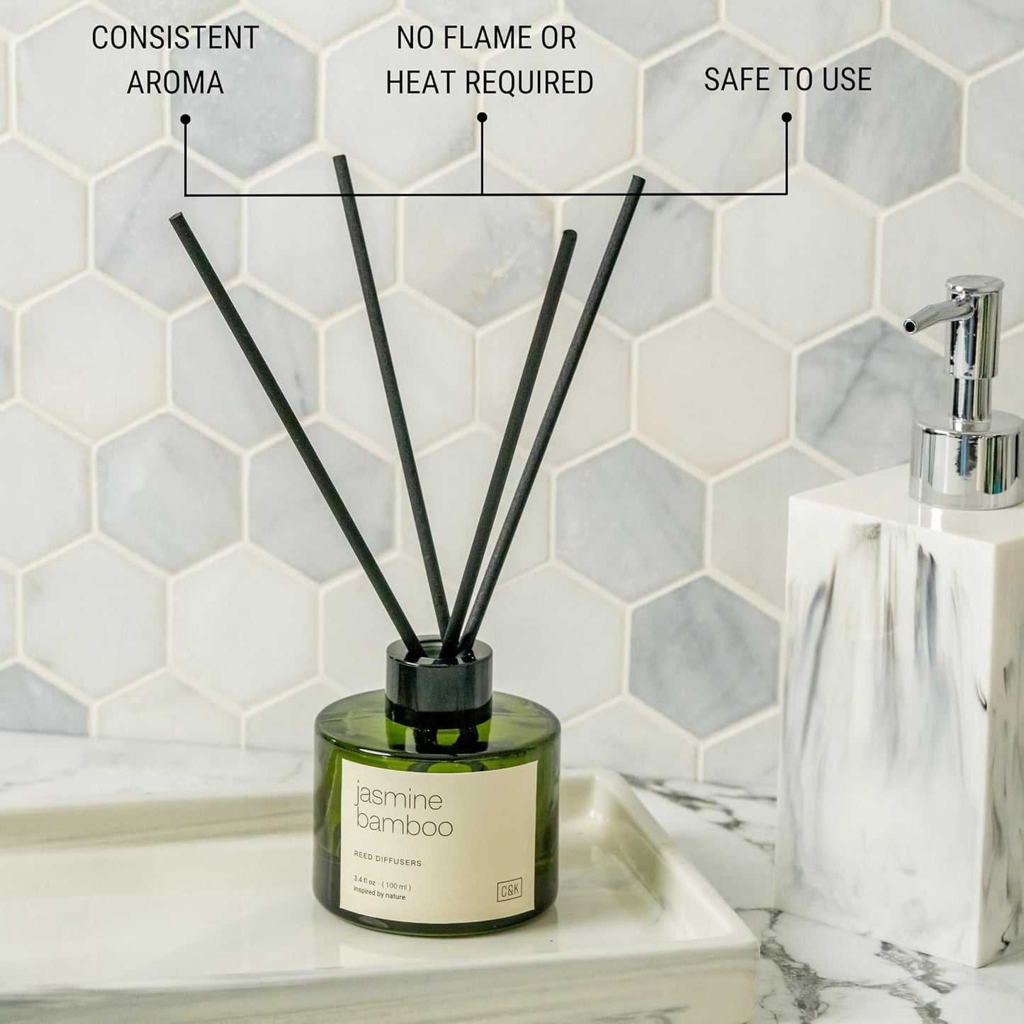 Craft & Kin Reed Diffuser Set Santal Woods, Reed Diffusers for Home, Fragrance Diffuser Sticks, Oil Diffuser Sticks, Oil Diffuser with Sticks, Reed Diffuser for Men | Christmas Reed Diffuser